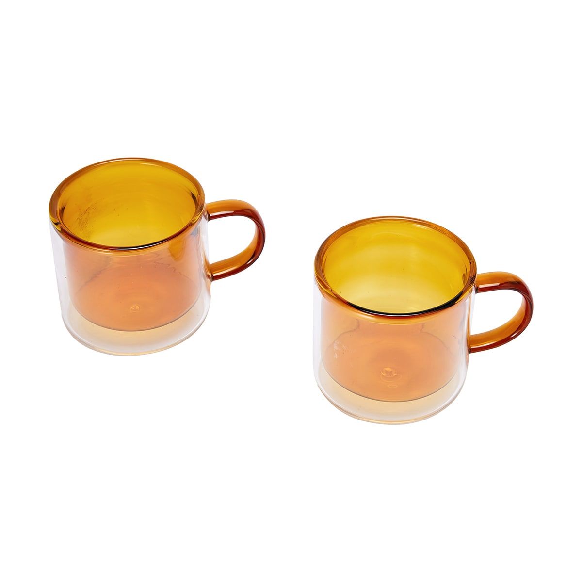 2 Amber Double Wall Coffee Mugs