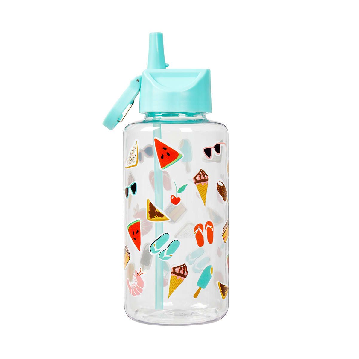 1L Food and Fun Icons Cylinder Drink Bottle
