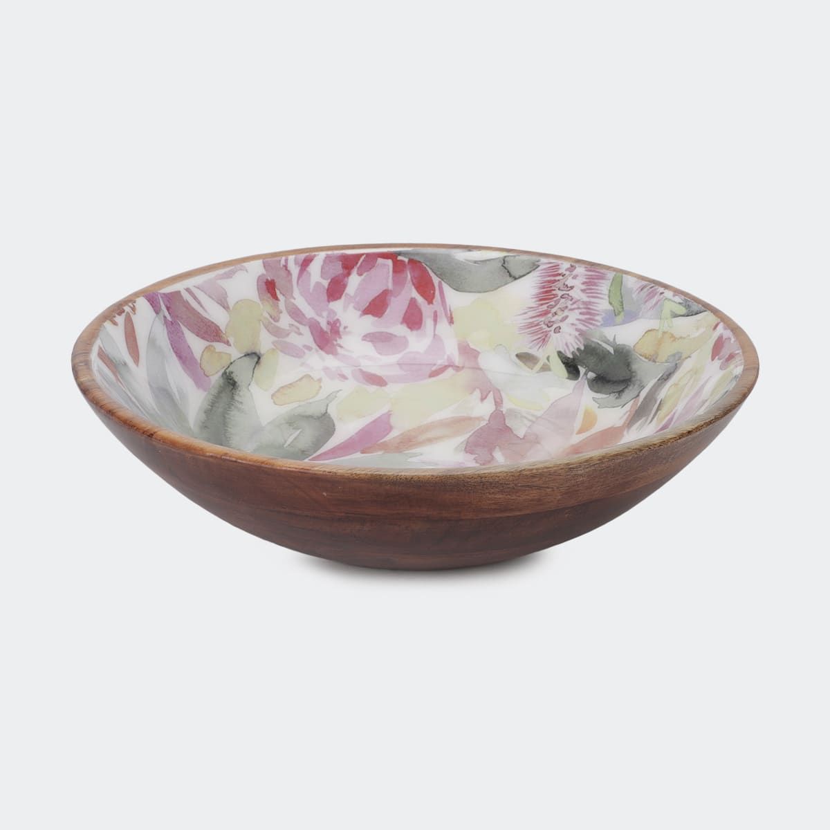 Pastel Floral Wooden Bowl