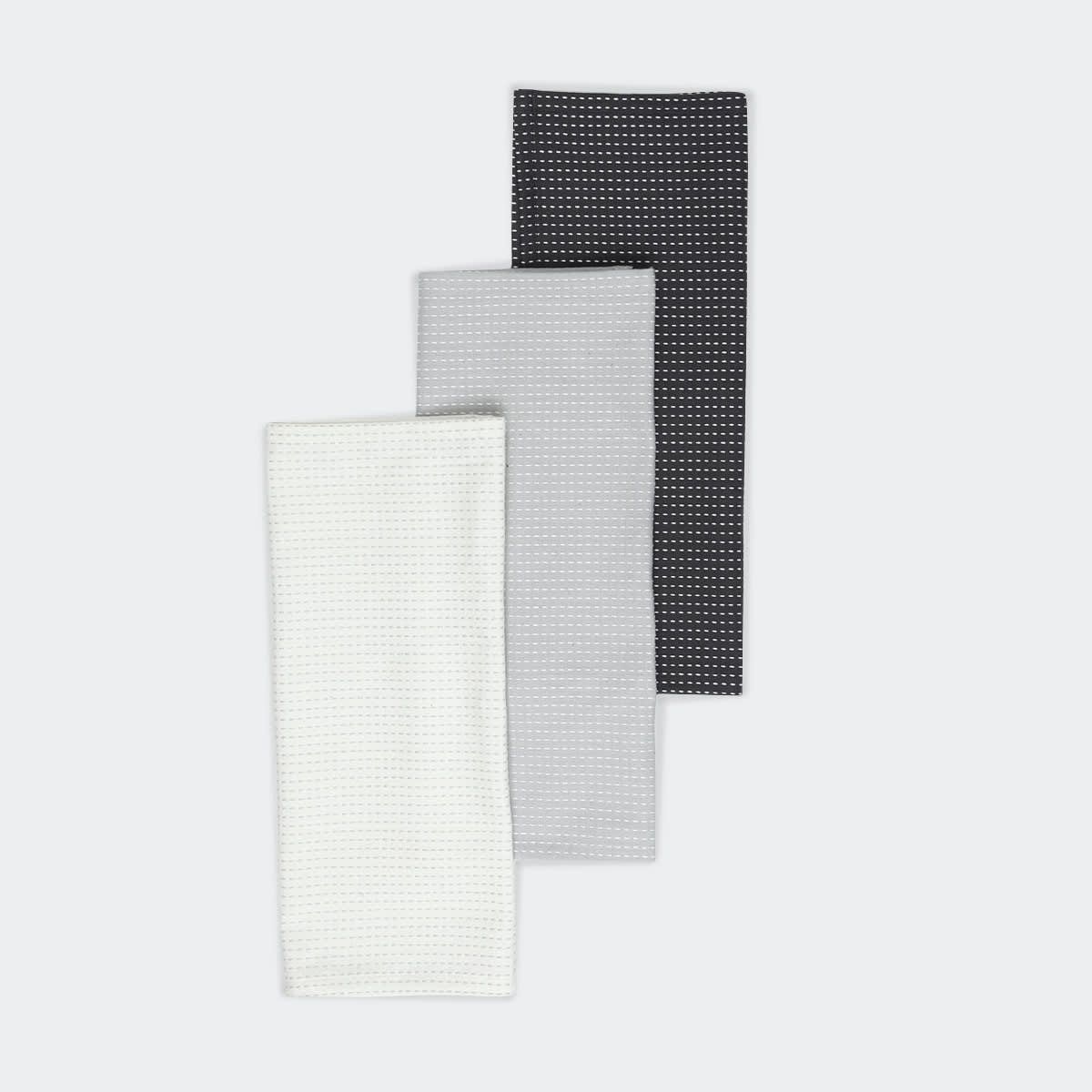 3 Pack Grey Stitch Tea Towels