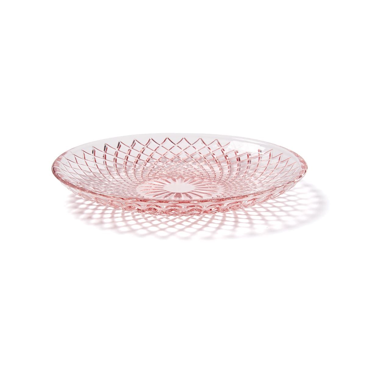 4 Pack Pink Embossed Glass Side Plates