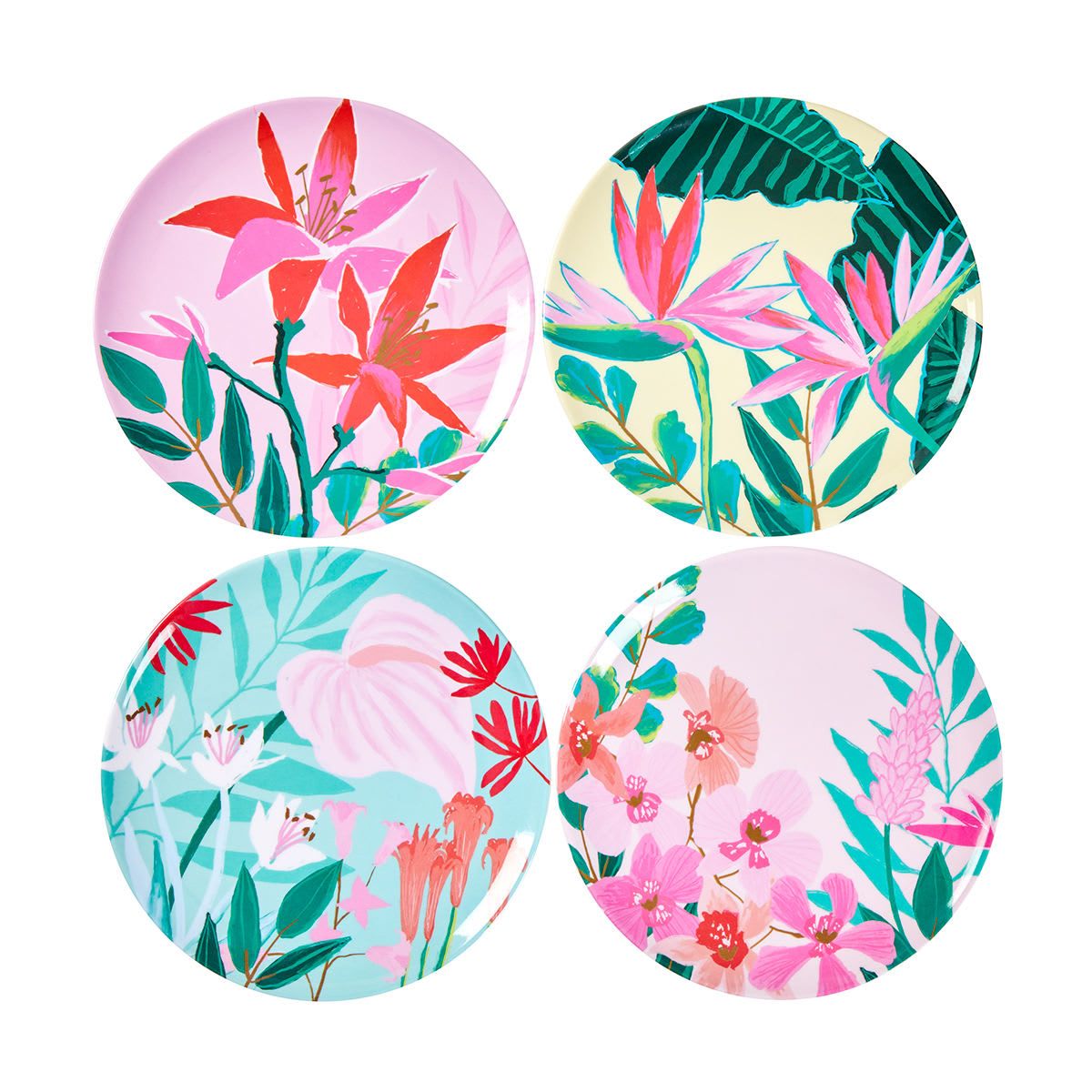 4 Pack Bright Floral Side Plates
