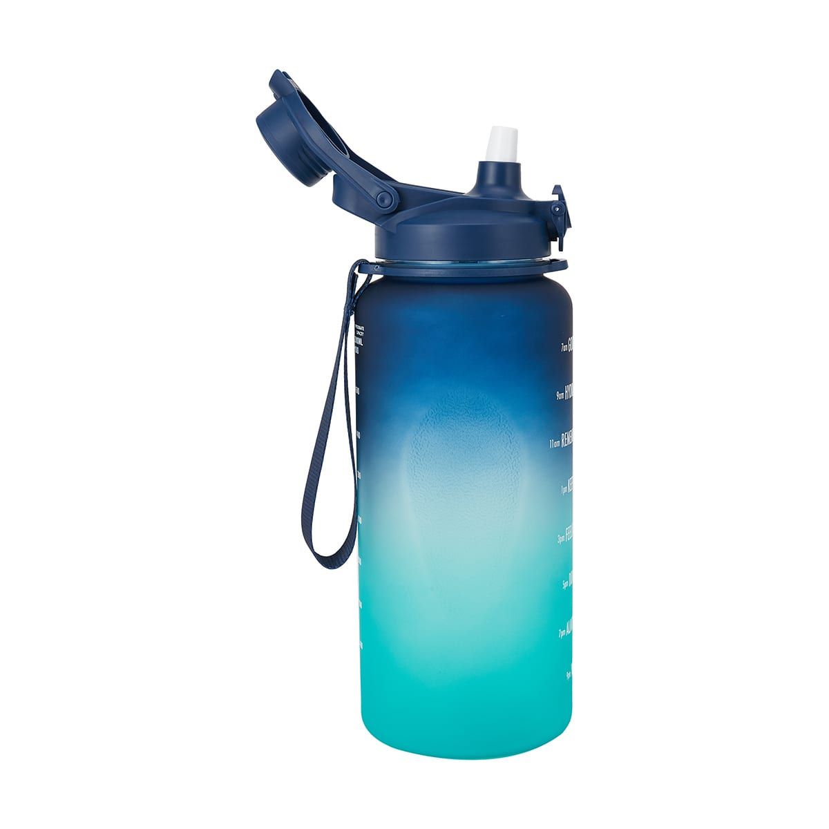 2.1L Navy and Teal Ombre Daily Intake Flip Lid Drink Bottle