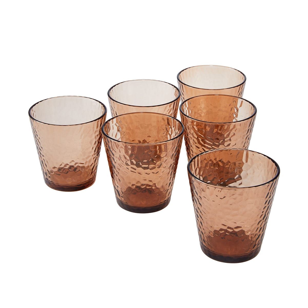 6 Amber Hammered Tumblers