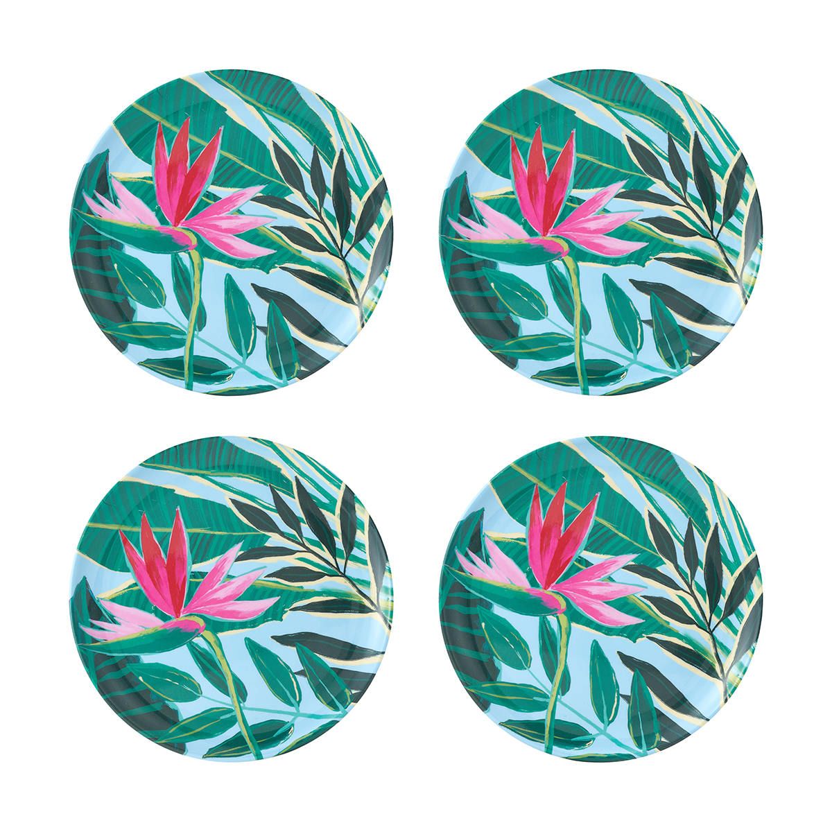 4 Pack Bright Floral Dinner Plates