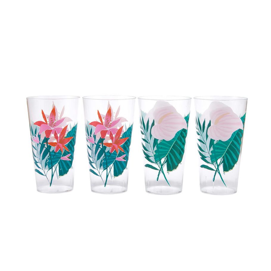 4 Bright Floral Tumblers