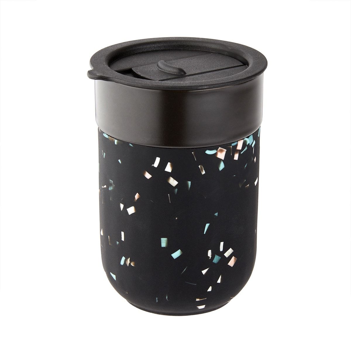 260ml Black Terrazzo Look Silicone Wrap Reusable Travel Cup