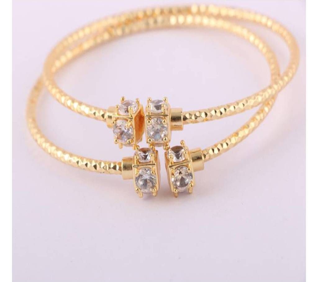 Gold Plated Stone Setting Churi - 2pcs