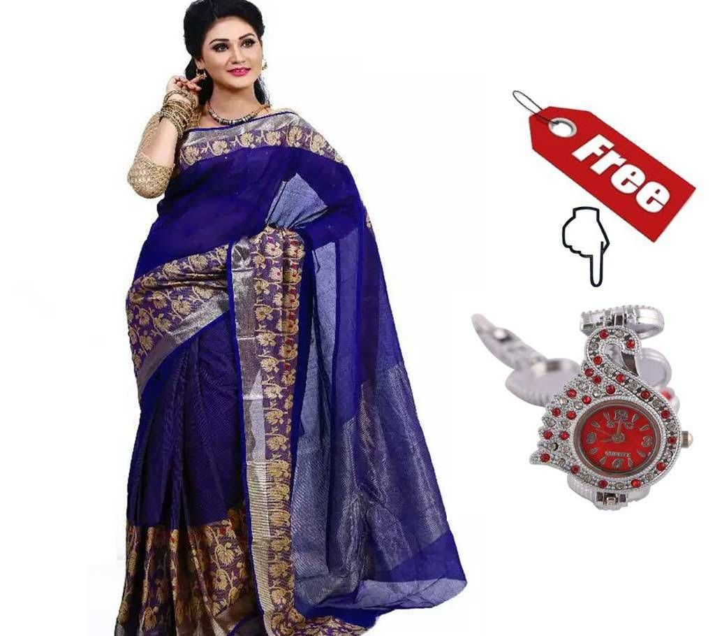 Suti Lota Par Saree With Free Ladies Wrist Watch