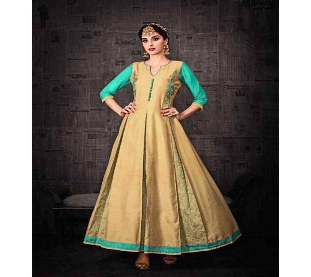 Original Indian Banglori Silk Embroidered Long Gown Suit