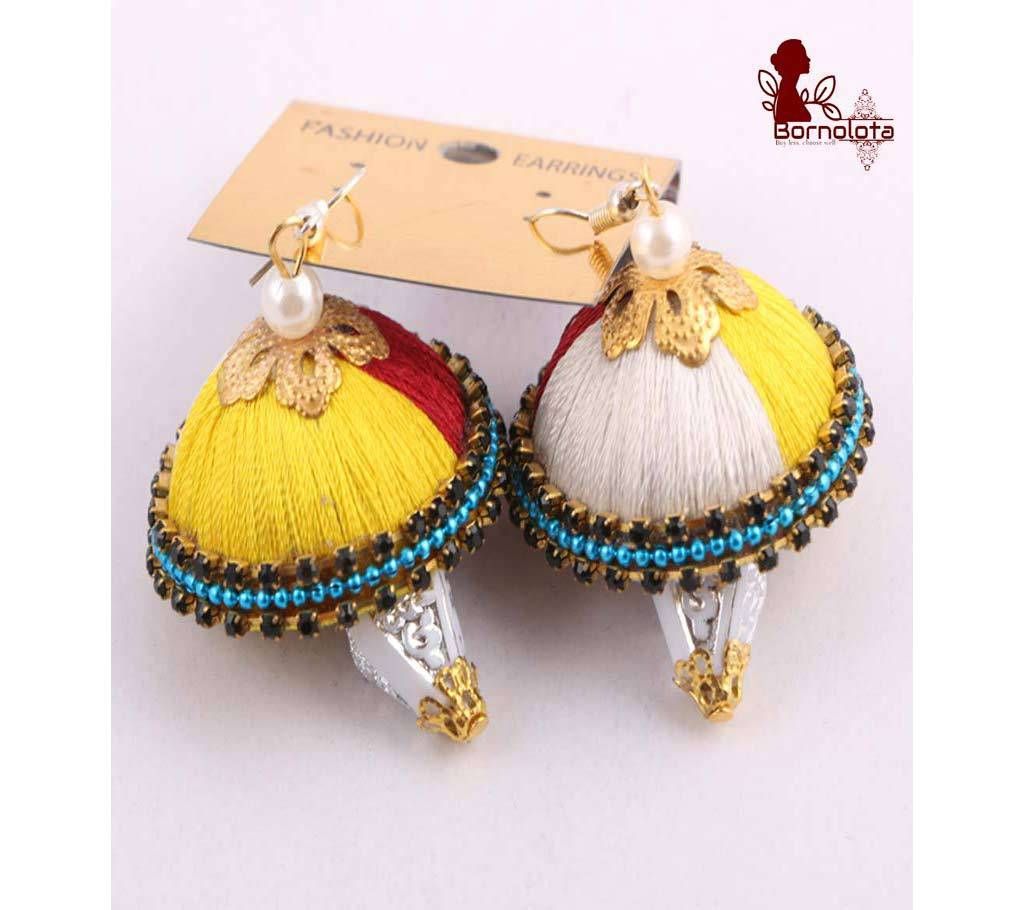 Multi color Silk Thread Ear rings