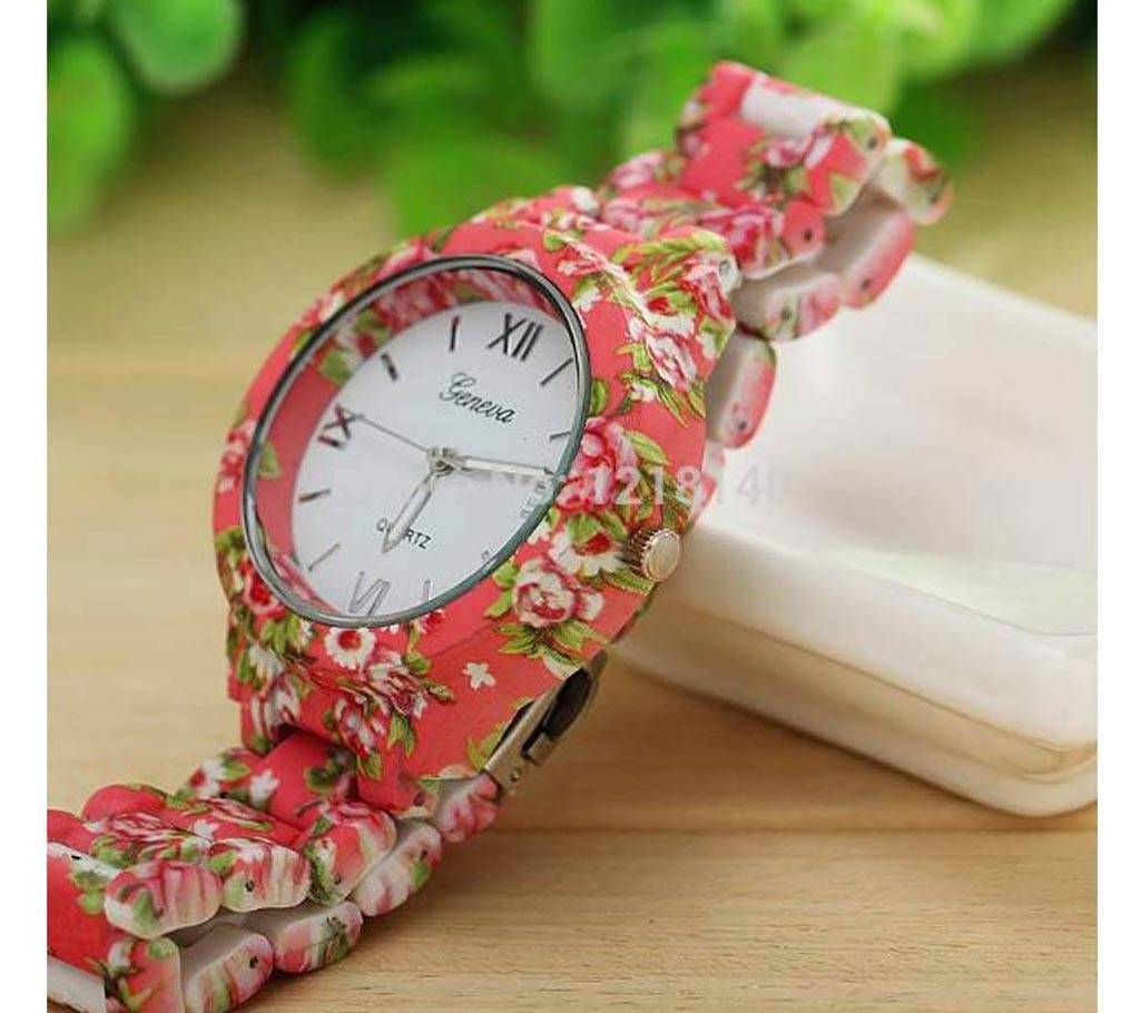 Women's Charming Geneva Floral Print Watch
