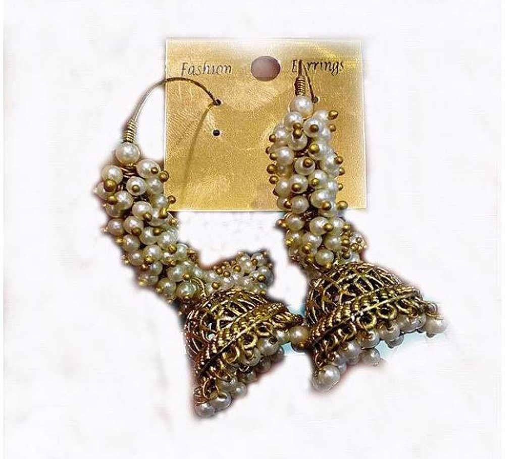 White Pearl  Gold Plated Jhumka