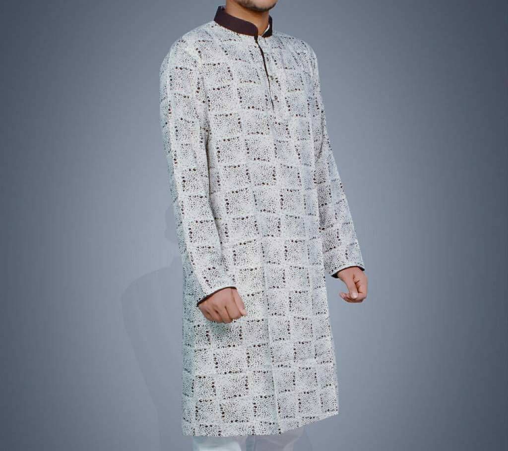 contrast design linen punjabi 