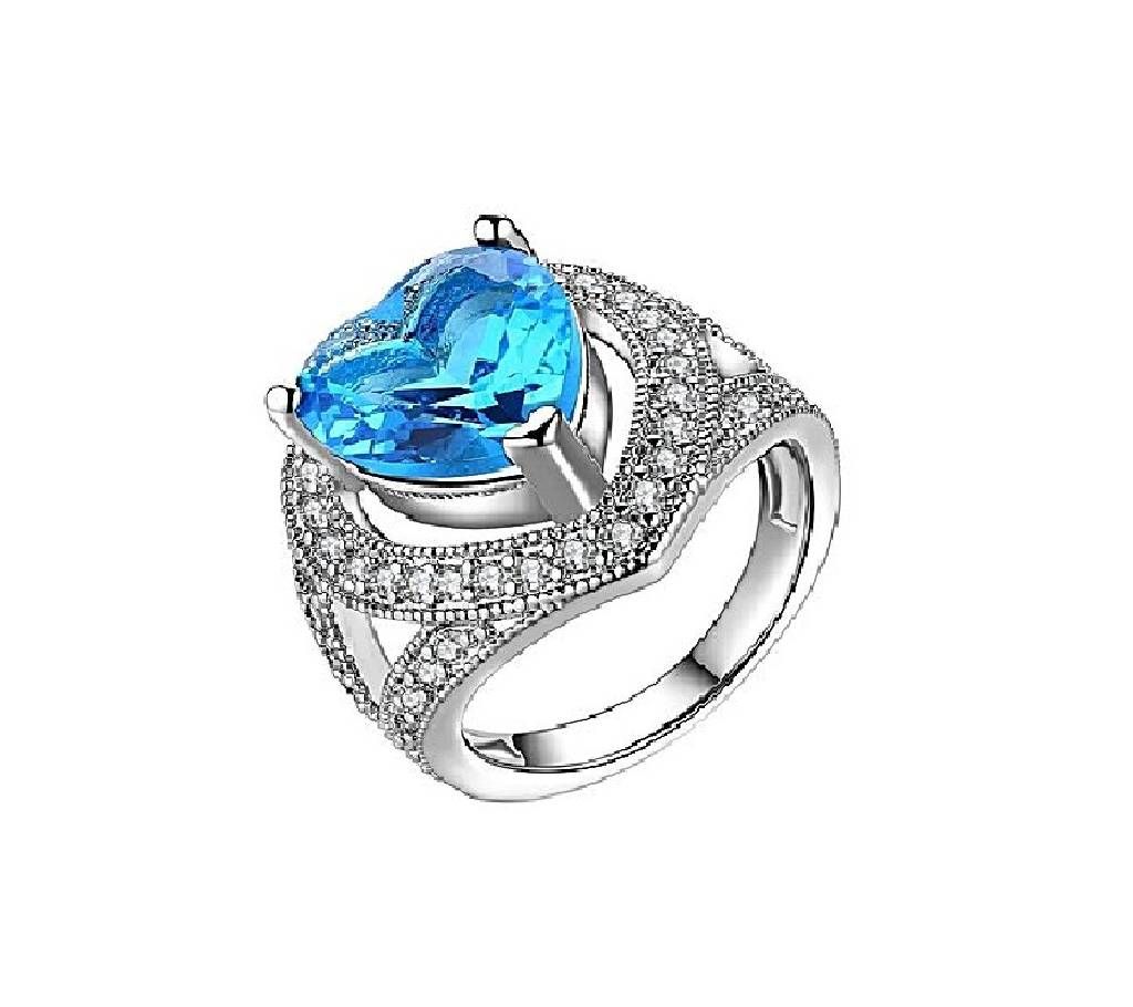 Silver And Blue Glass Finger Ring for Women