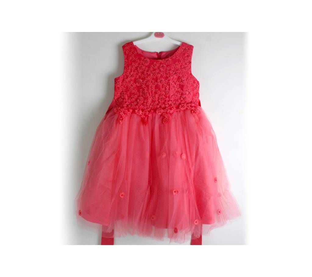 Girls Pearls Embedded Party Dress