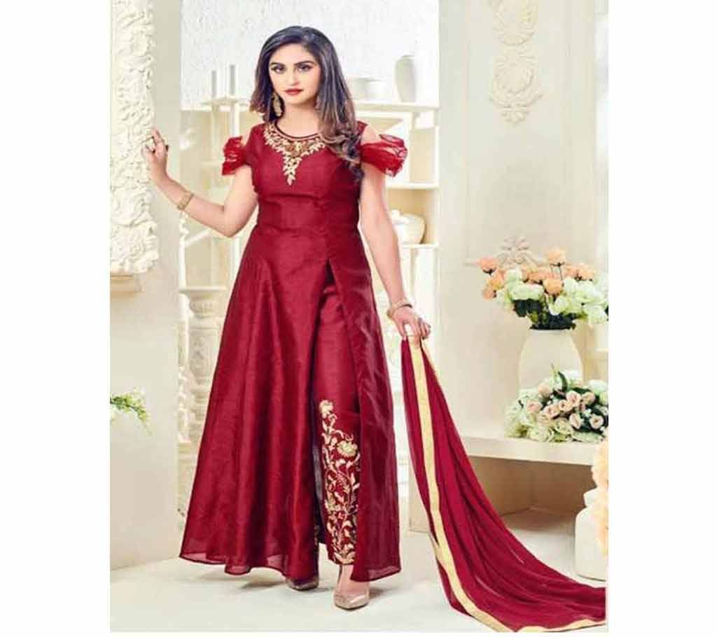 Original Indian Banglory Silk Embroidered Long Gown Suit