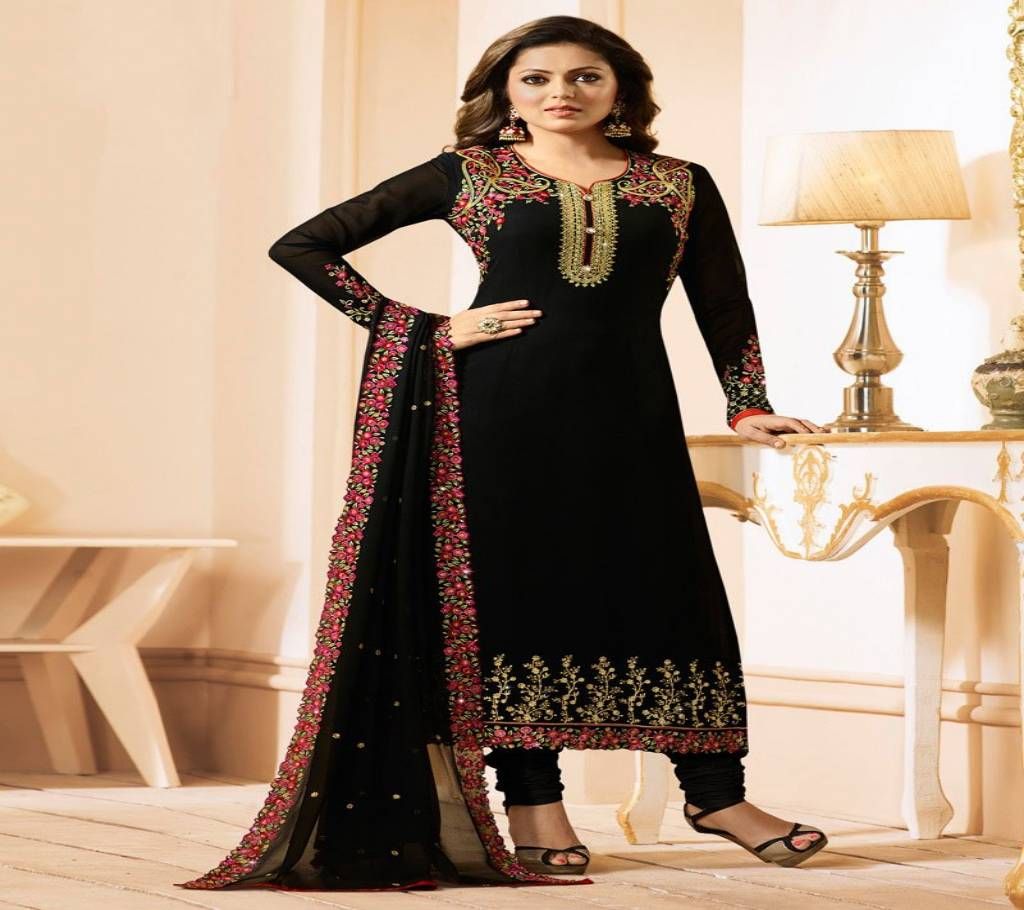 Unstitched Black Nitya Madhubala Long Salwar Kameez - Copy