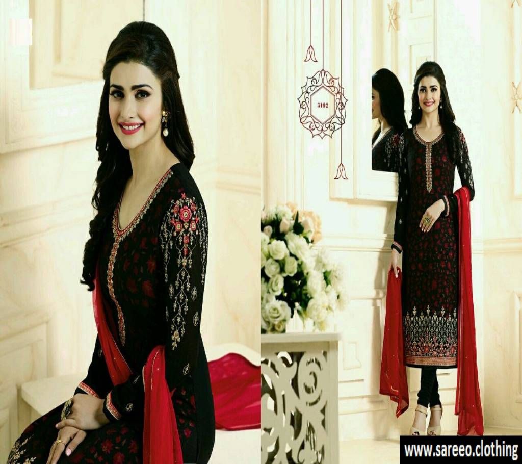 Unstitched Splendid Black Colored Georgette  Salwar Kameez - Copy