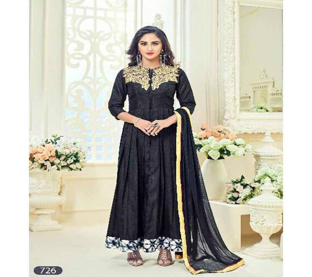 Original Indian Japan Satin Heavy Embroidered Long Gown Suit