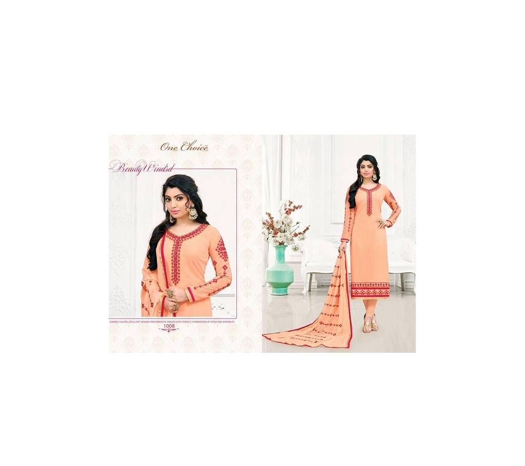 Unstitched Divine Peach Colored Georgette Salwar Kameez - Copy