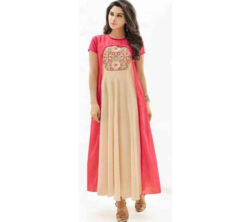 Unstitched Embroidered Georgette Kurti - Copy