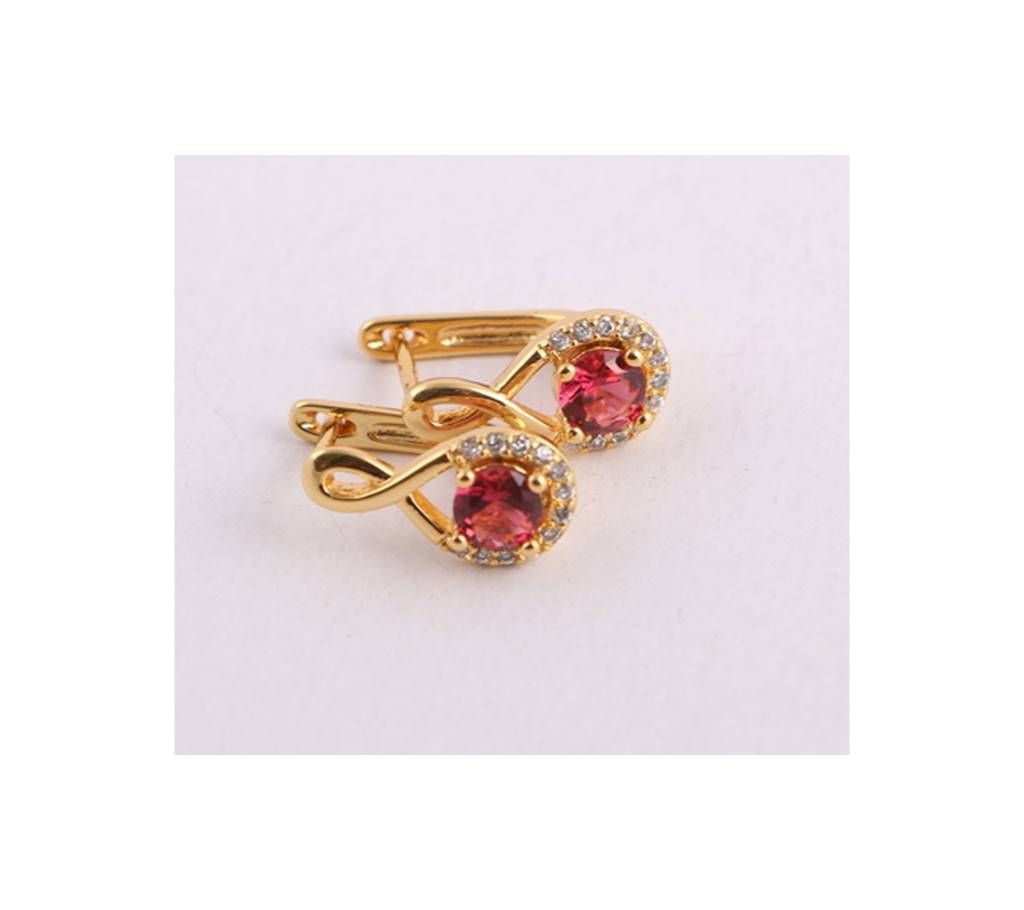 Golden and Red  Diamond Cut Earring For Women