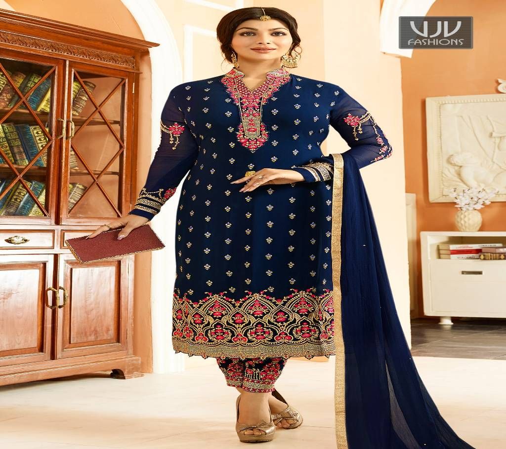 Unstitched Faux Georgette Churidar Salwar Kameez - Copy