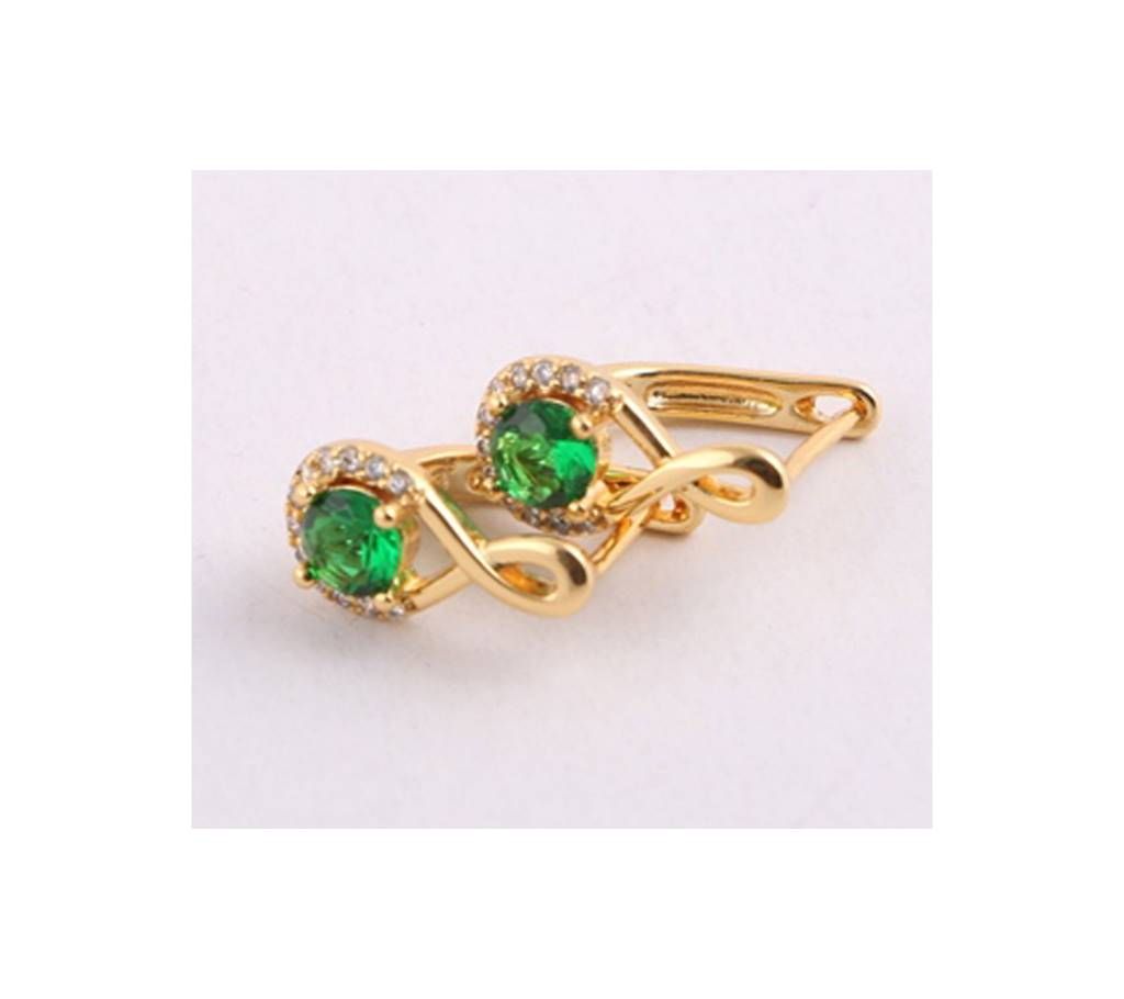 Golden and Green  Diamond Cut Earring For Women