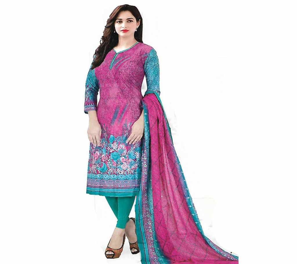 Unstitched Full Cotton Printed Shalwar Kameez Three Piece 