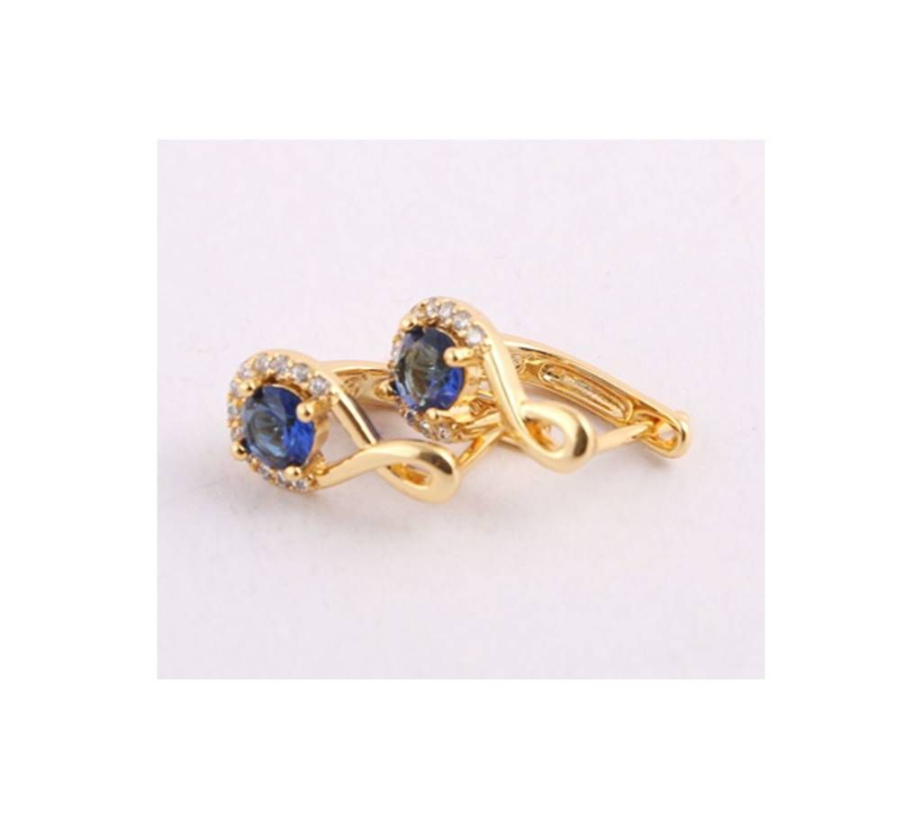 Golden and Blue  Diamond Cut Earring For Women