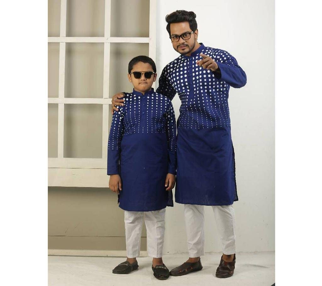Combo Punjabi - 191159 - Navy Blue with White Design(Code-SU839)
