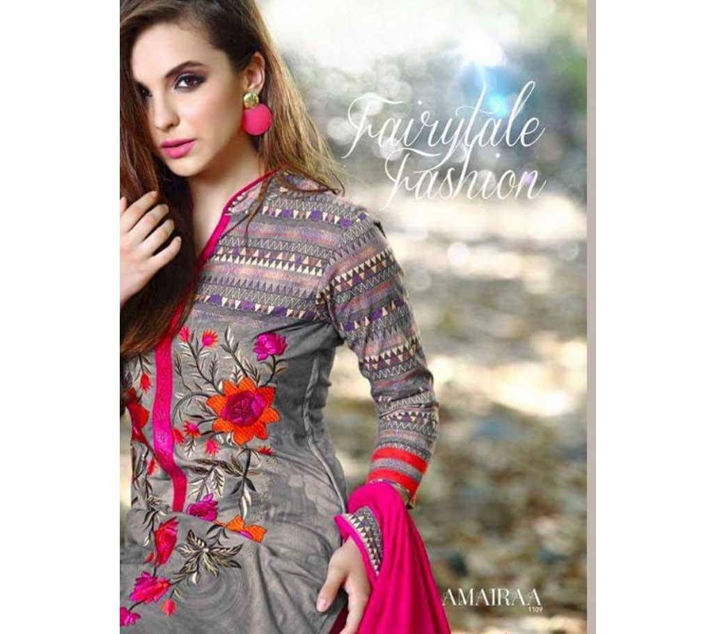 Cotton Unstitched Gray Salwar Kameez for Women- copy 
