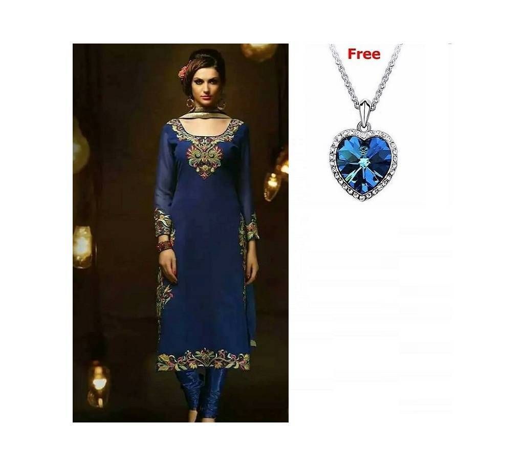 Unstitched Soft Georgette Three Piece with Free Pendant (Copy)