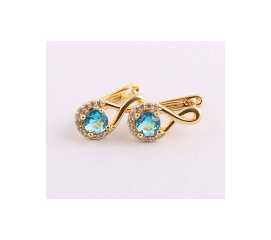 Golden and Sky Blue  Diamond Cut Earring For Women