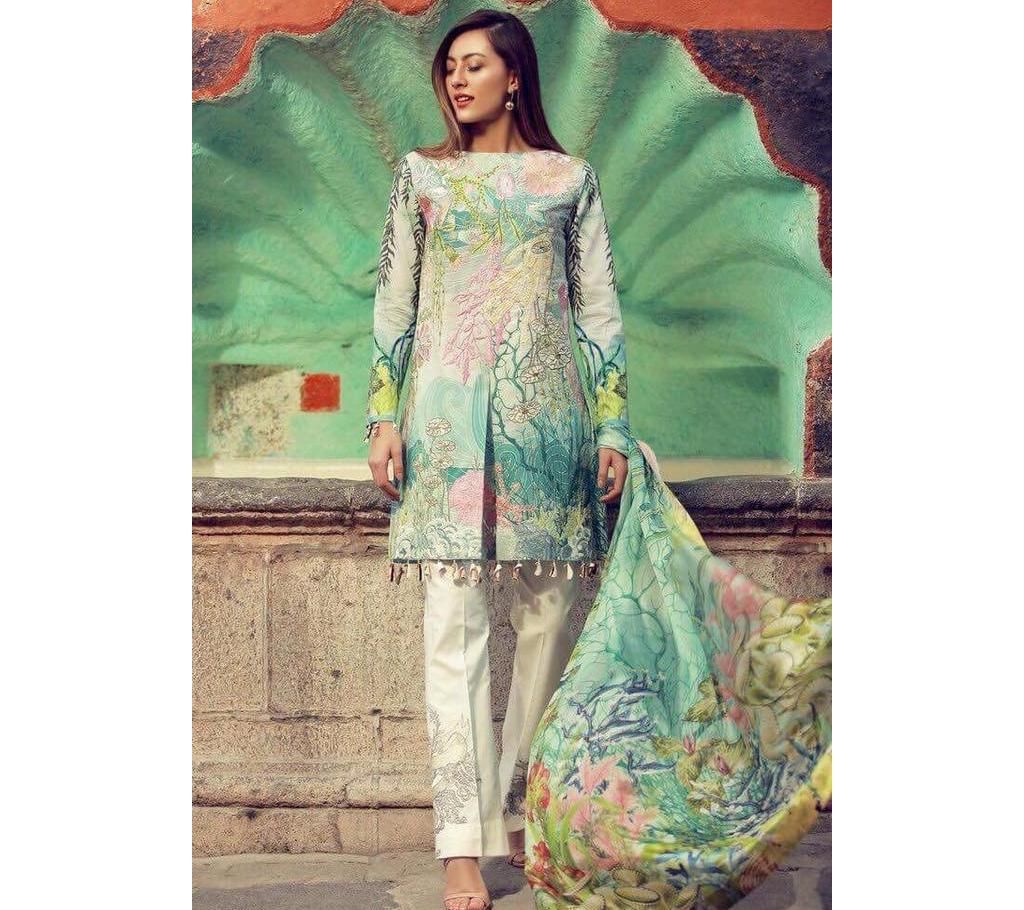 Rungrez Unstitched Cotton Three Piece