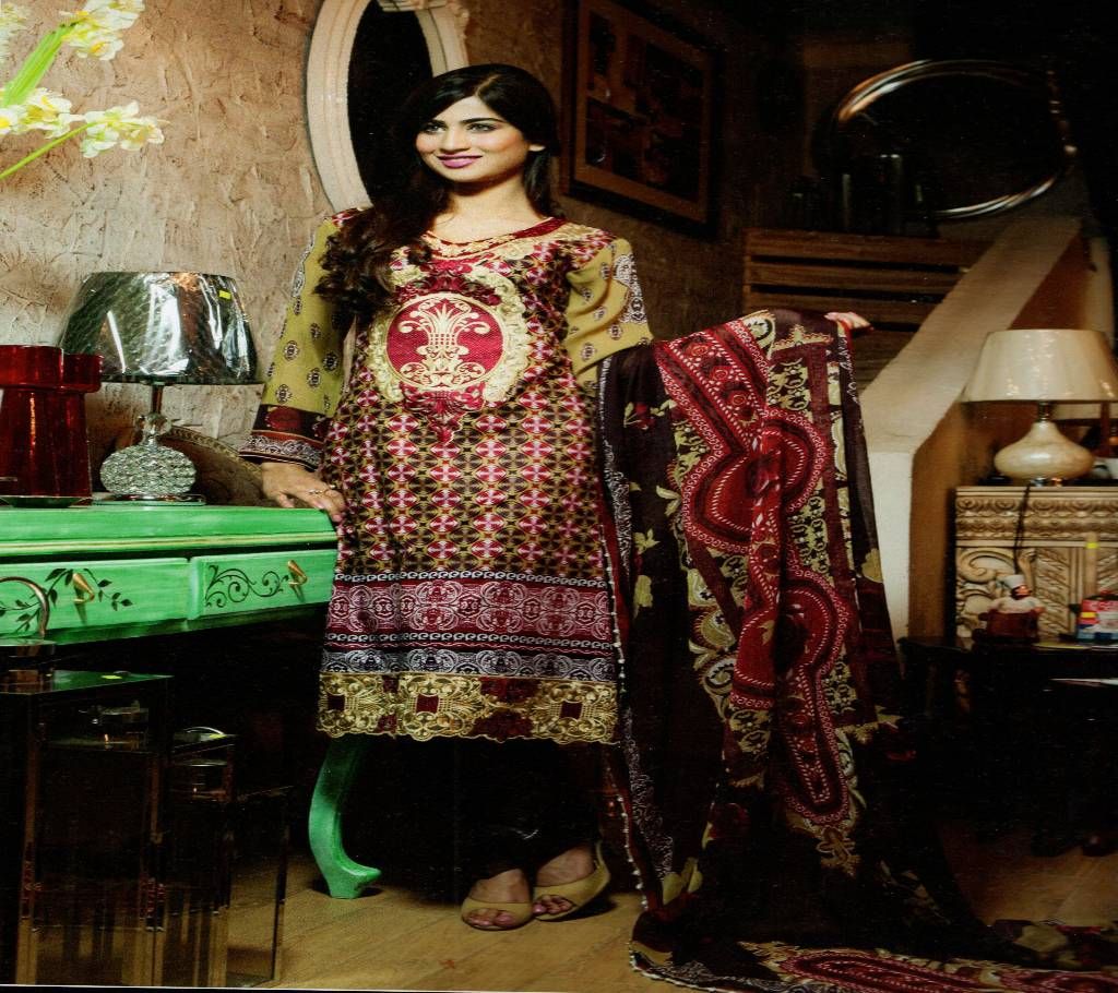 Pakistani ear chiffon Collection- cotton un stitched three piece 