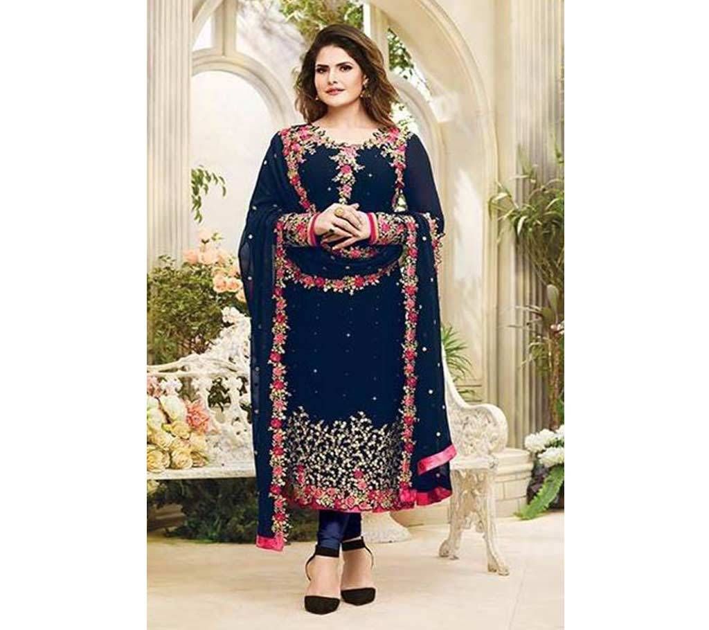 Unstitched Zara Khan Navy Blue Georgette Salwar Kameez - Copy