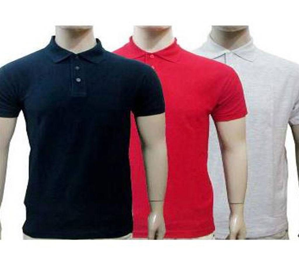 Half Sleeve Cotton Polo Shirt For Men (3 pcs) Combo