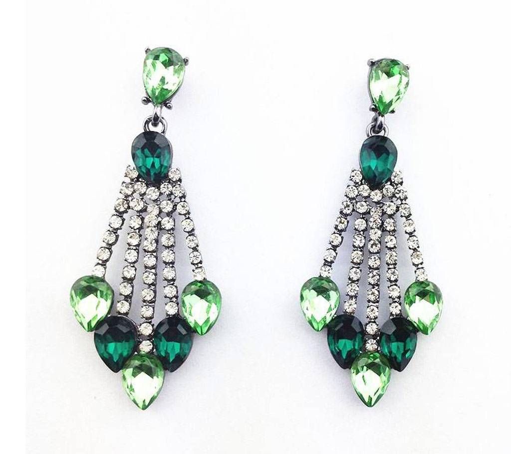 Double Green Acrylic Drop Earrings for Women