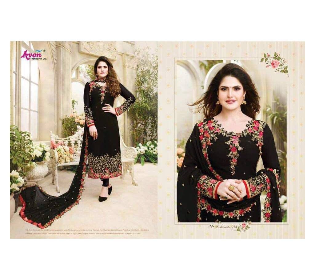 Unstitched Zara Khan Black Georgette Salwar Kameez - Copy