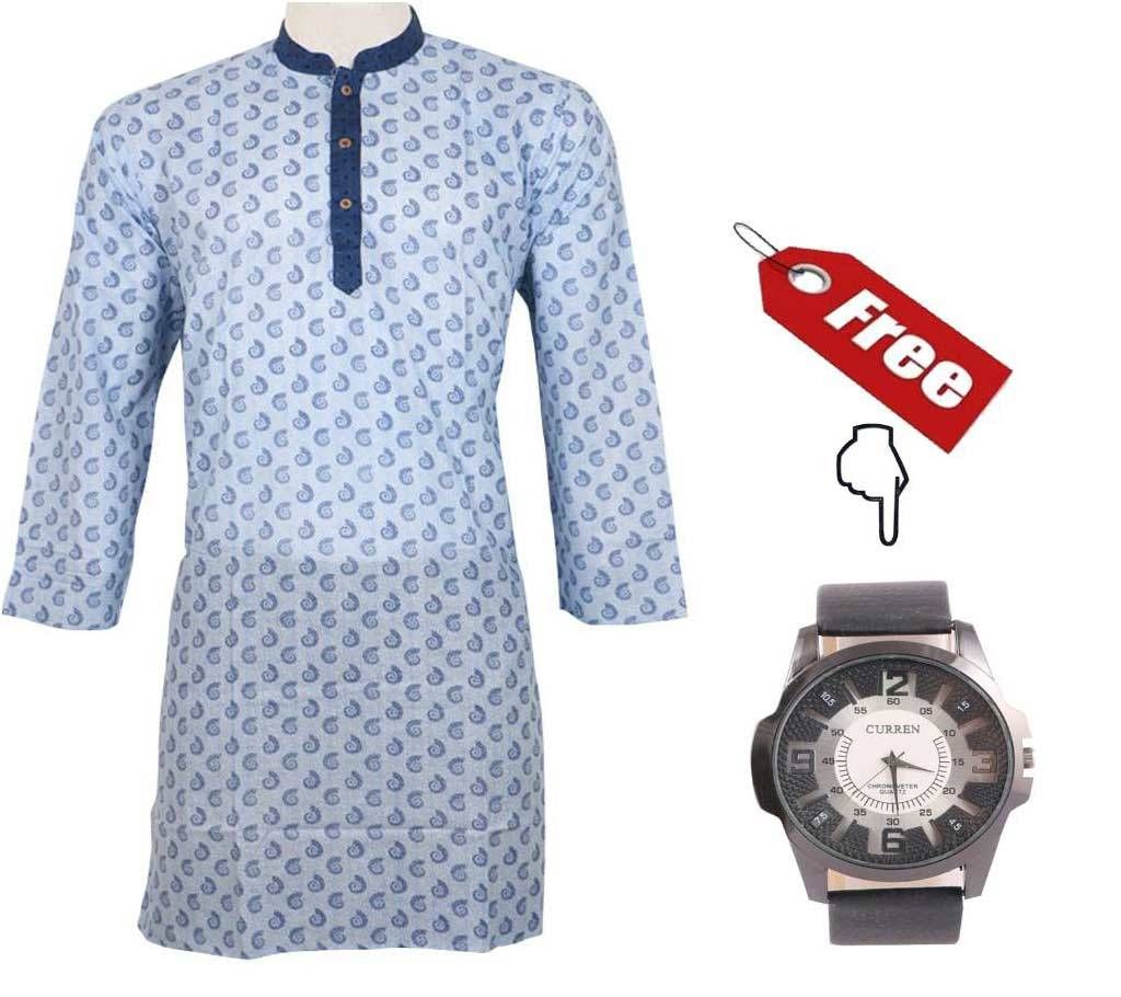 Printed Cotton Panjabi With free Gents Watch