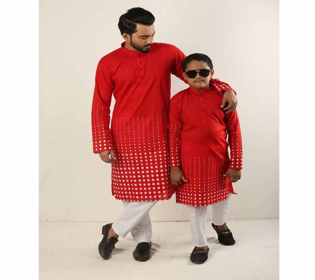 Combo Punjabi - 191155 - Red Maroon with White Design(Code-SU886)