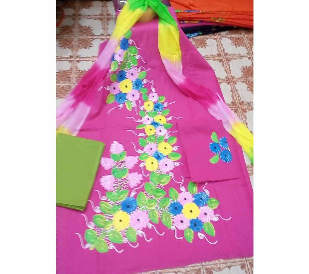Unstitched Handprinted 3PC Salwar Kameez