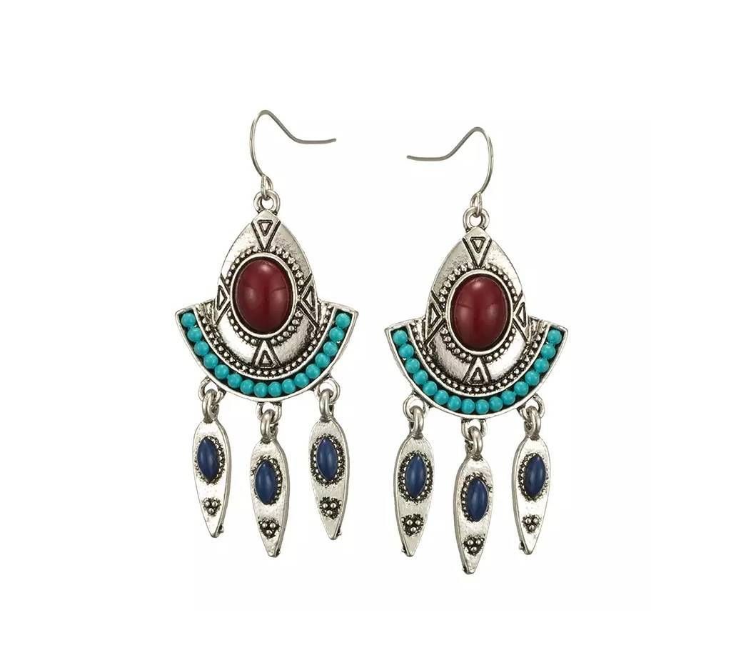 Water drip Red stone dangle earrings