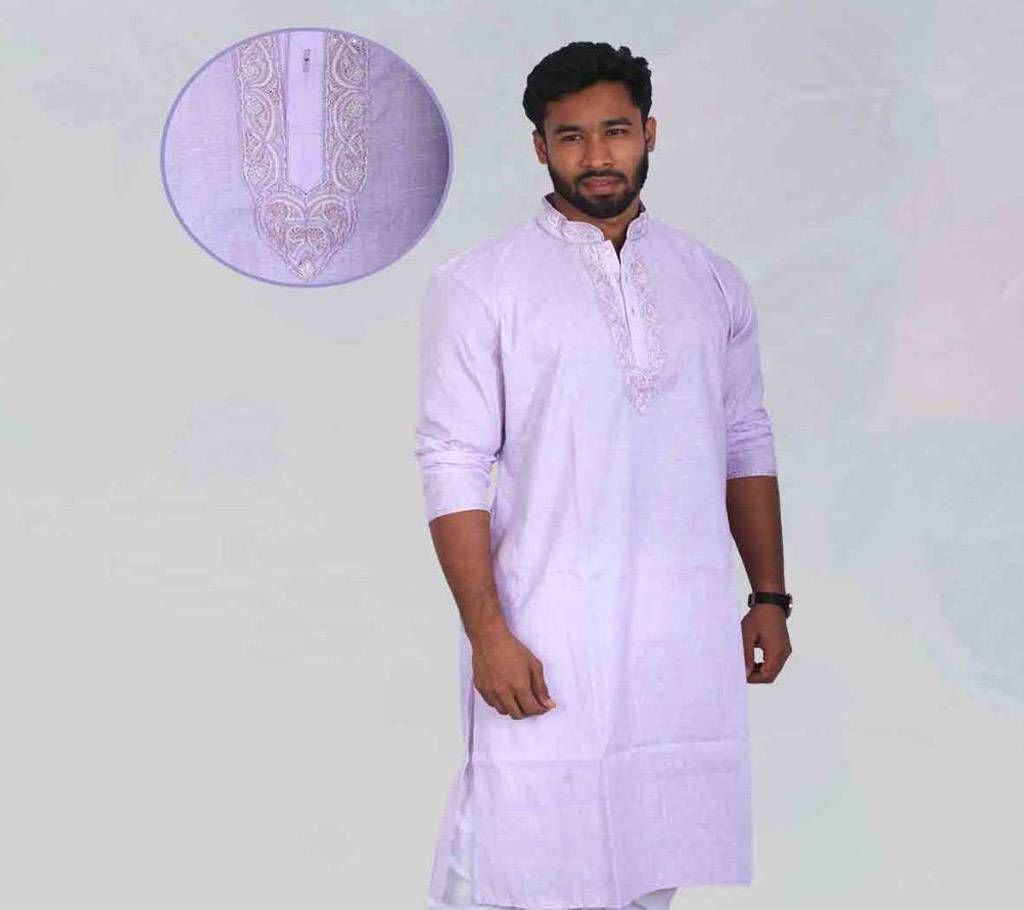 cotton light purple long punjabi 