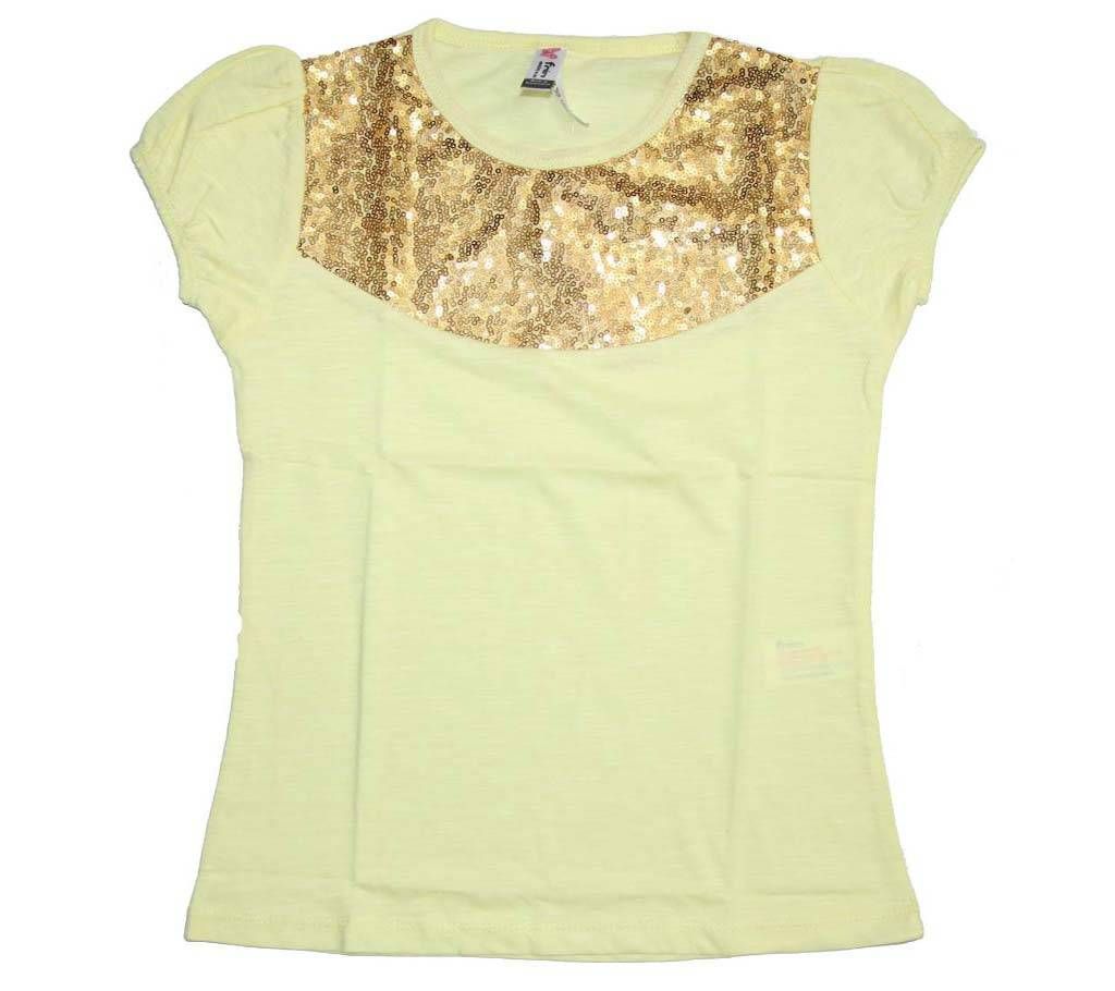 Yellow Cotton Girls Tshirt
