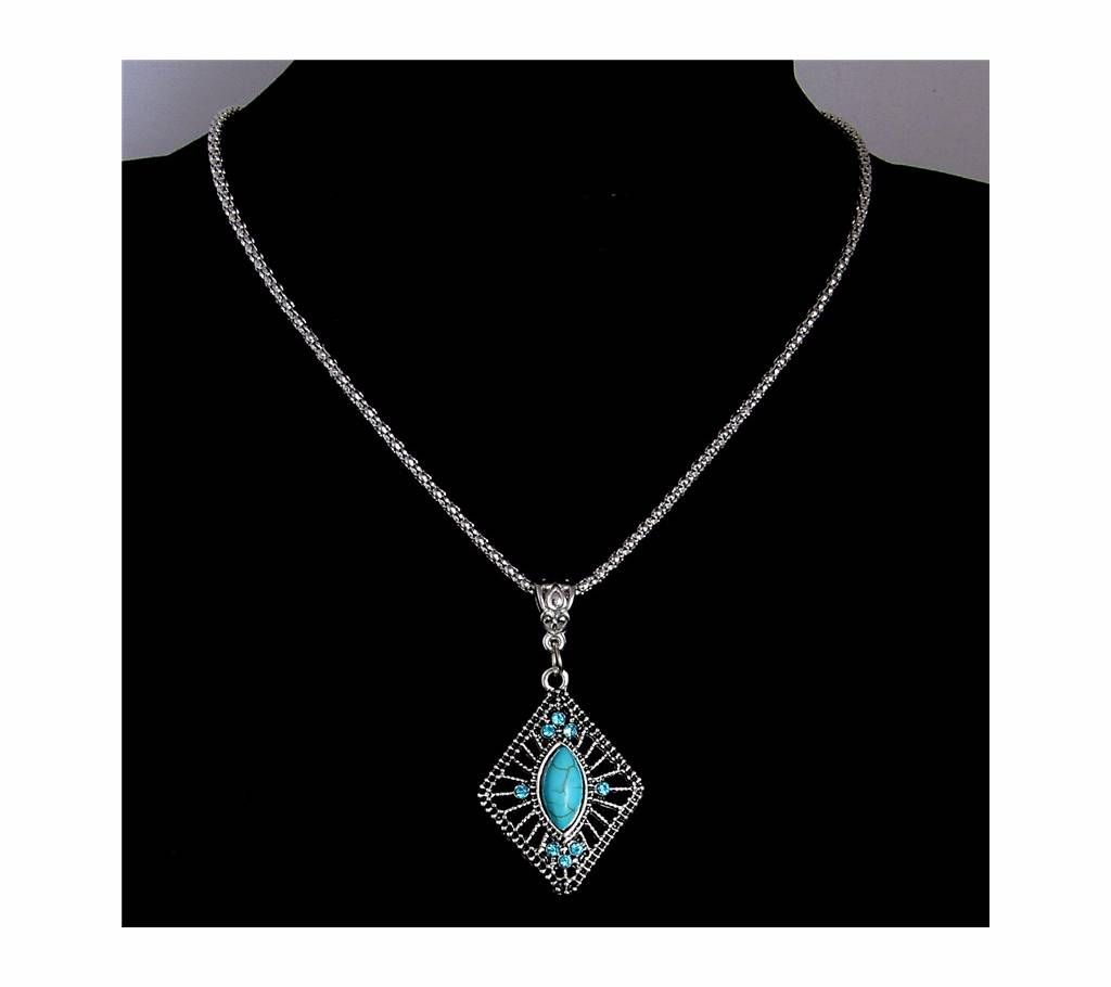 Long Natural stone Pendant With Chain