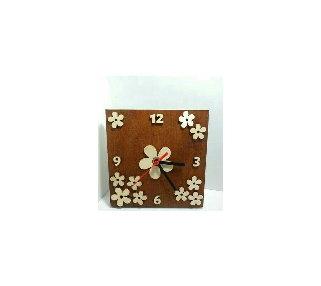 wooden clock with flower