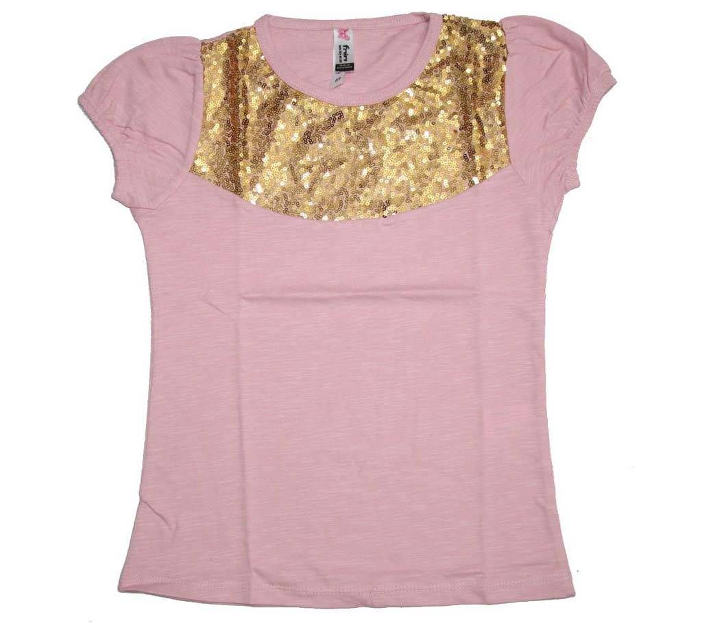 Light Pink Girls Cotton Tshirt